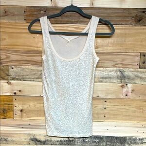 J. Crew size XS Cream Colored Sleeveless Sequin Soft Stretchy Cotton Tank Top